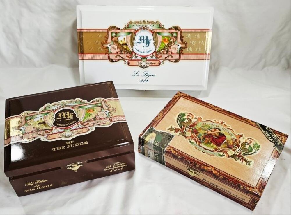 My Father Cigars Wooden Cigar Boxes Set Of 3 The Judge,Le Bijou 1922,Flor De Las